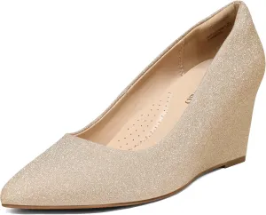 Wedding Bride Pointed Toe Pumps Shoes DREAM PAIRS Women's alp Wedges Closed Toe High Heels Dress 