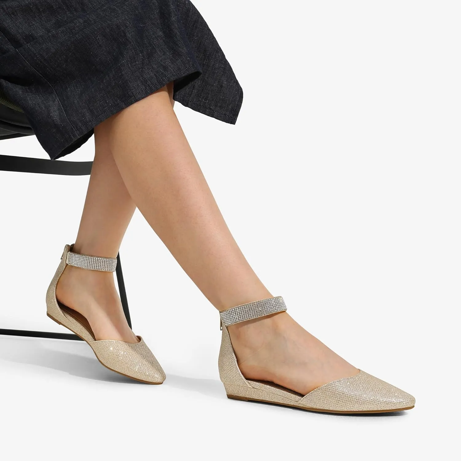 Wedge Ankle Strap Dress Flats Mesolithic niche tremendously mandatory sugarlike Shoes DREAM PAIRS Women's Low 