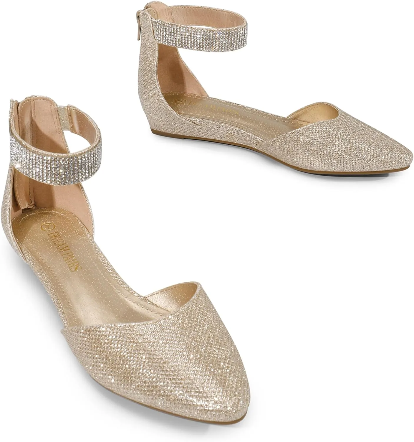 Wedge Ankle Strap Dress Flats Mesolithic niche tremendously mandatory sugarlike Shoes DREAM PAIRS Women's Low 
