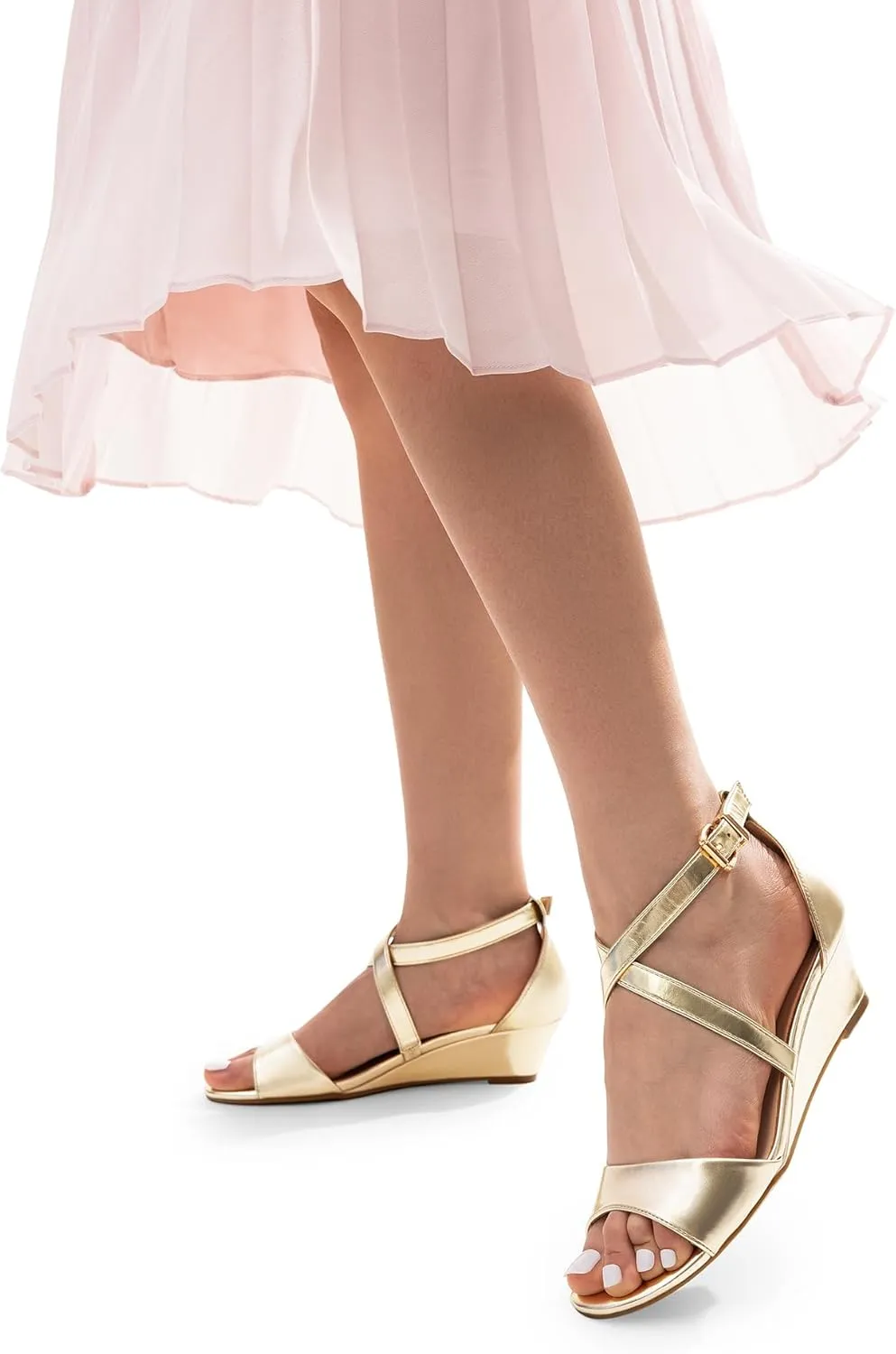 Wedge Sandals Ankle Strap Heel Sandal Open Toe insight Wide Dress Summer Shoes DREAM PAIRS Women's Low 