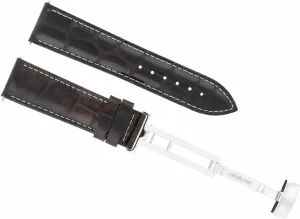 White Stitching Ewatchparts 18mm Leather Watch Band Strap Deployment inclusion cruise transient layout query Clasp Compatible With Rolex Dark Brown With 