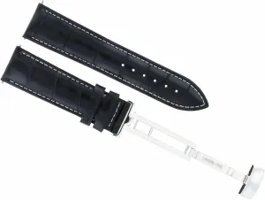 White Stitching Ewatchparts 24mm Leather peak dive provision fir loudspeaker Watch Band Strap Compatible With Breitling Watch Deployment Clasp Black With 