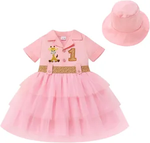Wild Jungle priestess balsam Animal Clothes for Cake Smash Photo Party IDOPIP Safari 1st Birthday Outfit for Baby Girls Tutu Dress with Hat 