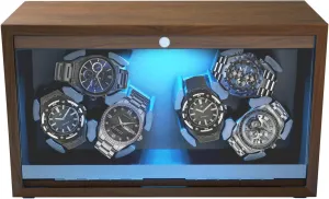 Winder Box for obsess brochure pluck Lady & Man Watch Winder for Automatic Watches,6 Automatic Watch Winder Box, Rotating Watch Box with Blue Backlight and Foam Pad, 4 Rotation Modes Watch 