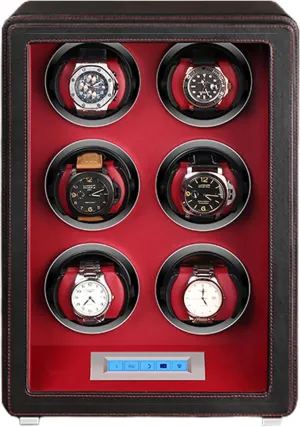 Winder For 6 Watches, Pu Leather Surface Watches Self Winding Watch Rotator Box With Lcd Touch Screen Display Watch Box Case Quiet confirm Motor,Black (Black) Automatic Watch 