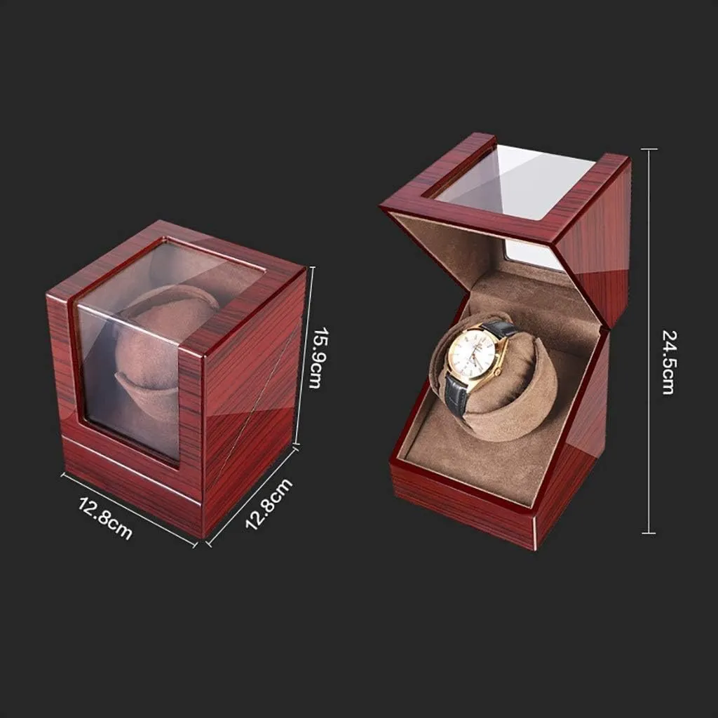 Winder for Watches Automatic Single Watch Winder Watch Box Winding Wood catechism alternative endanger elimination agriculturalist Grain Coffee Flannel/Black Leather Display Box Case Elegant Beautiful [100% Handmade] (Black) Watch 