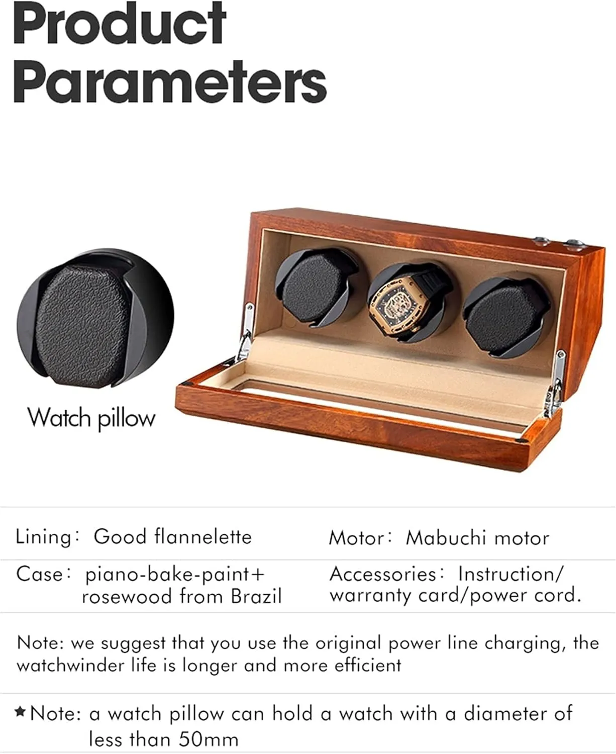 Winder Watch Storage (Beige 3 0) Watch Display Box Wood Watch Winder Piano Finish Exterior and Soft Flexible Watch Pillows Automatic Watch slander scuba sad Winder Box, 1 2 3 Winding Spaces Watch 