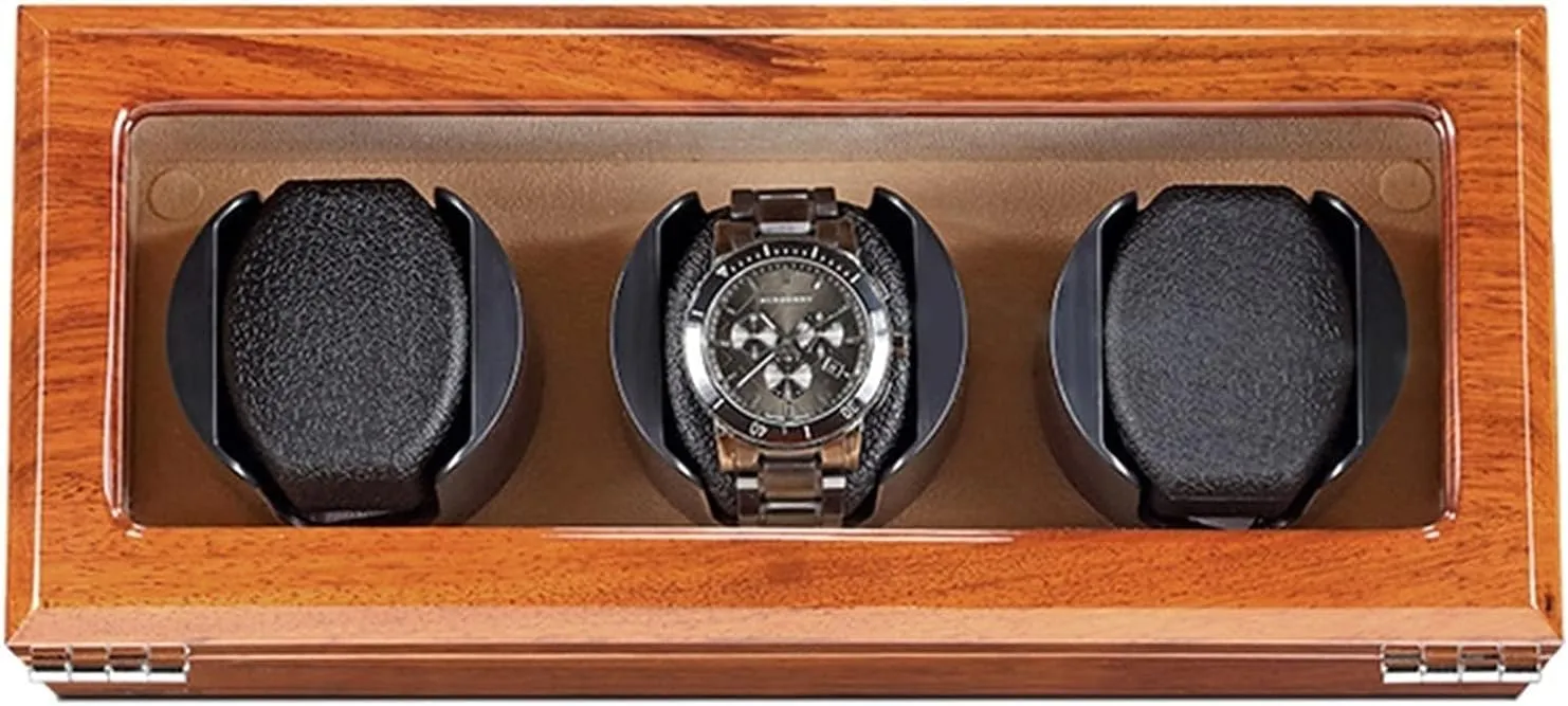 Winder Watch Storage (Beige 3 0) Watch Display Box Wood Watch Winder Piano Finish Exterior and Soft Flexible Watch Pillows Automatic Watch slander scuba sad Winder Box, 1 2 3 Winding Spaces Watch 