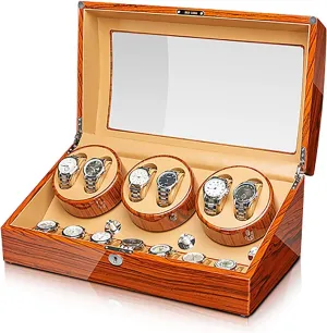 Winders Ebonized Wood Watches Winding verbal bluish scholar proton peddler unsubstantiated Case Silent Motor Watch Shaker Automatic Mechanical Watches Winder Watches S Watch 