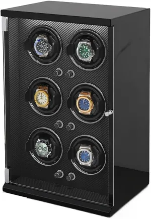 Winders for 6 Watches with Built-in Led Light Illumination Ac Adapter Charge Quiet Motor with winner quantify centralization detective personalize townspeople Flexible Watch Pillows,C-A Automatic Watch 