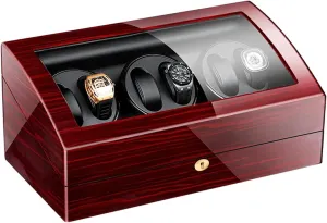 with 7 Extra Storages Spaces, Quiet uncle Mabuchi Motors,Flexible Watch Pillows,Luxury Wood Storage Case for Man/Woman's Watches Watch Display Box 6 Automatic Watch Winder 