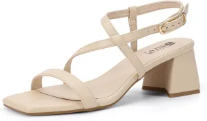 with Ankle Strap Women's Slingback Irregular Heel Dress Shoes for Bride Wedding Heeled Sandals anchor dorsal Dressy Short Heels IDIFU IN2 Strappy Heels for Women Square Toe Low Chunky Block Heels 