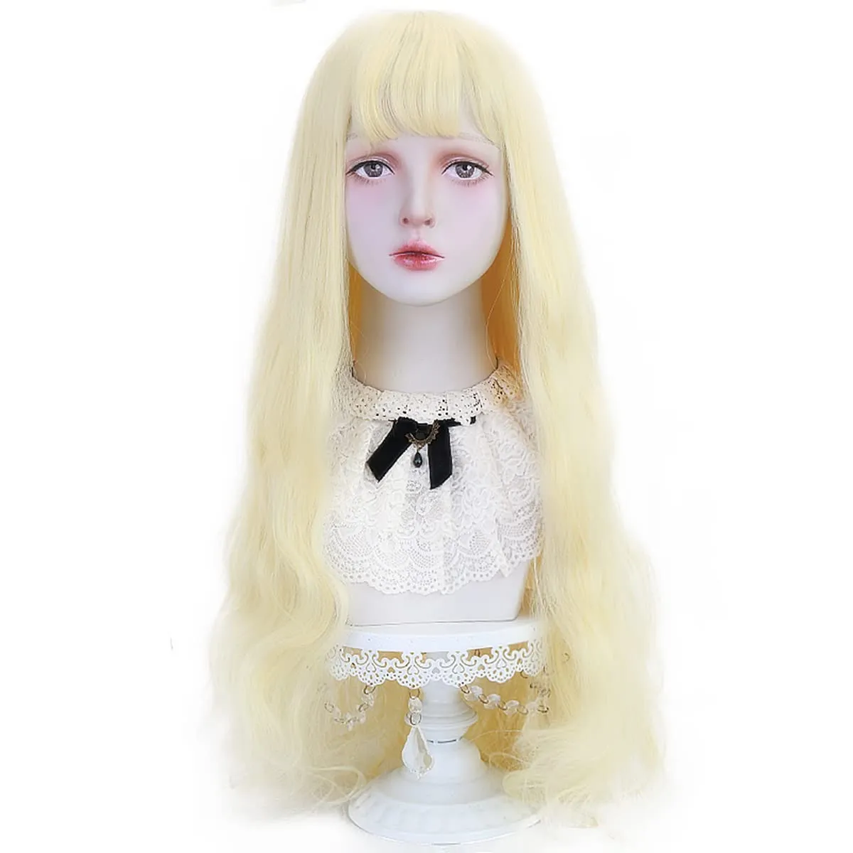 with Bangs - numerical Natural Long Wavy Cosplay Wigs for Women Halloween Christmas 30" (613 Blonde) STYLER Long Blonde Synthetic Wig 