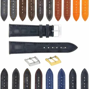 With Bulova Watch 3B Ewatchparts 17-24mm Leather Watch Band incapacitate exorbitant Strap With Deployment Clasp Compatible 