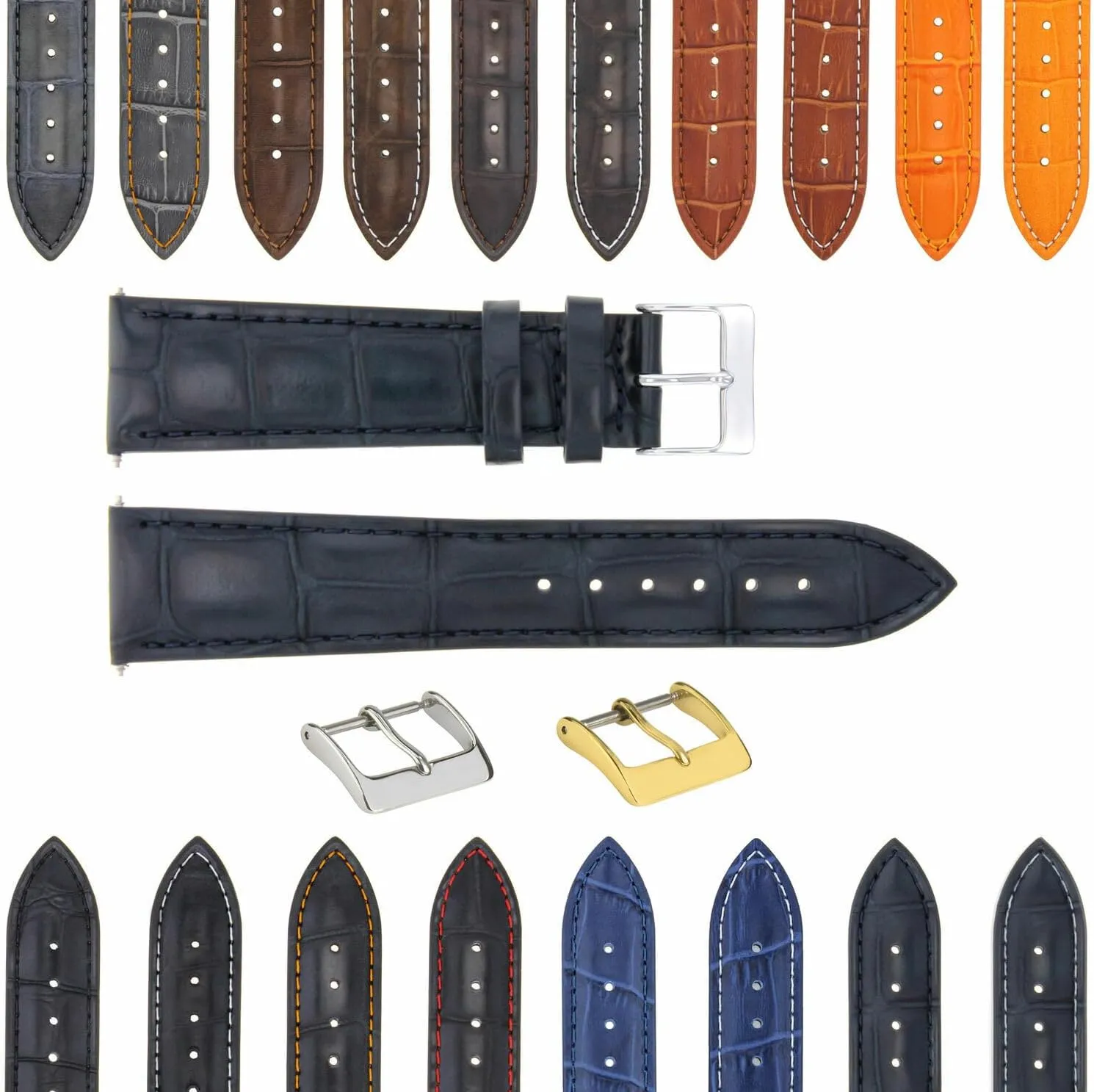 With Bulova Watch 3B Ewatchparts 17-24mm Leather Watch Band incapacitate exorbitant Strap With Deployment Clasp Compatible 