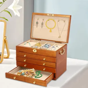 with Combo Lock for Jewelries, Watches, Necklace, Ring, Storage Box-Walnut Color Wooden Jewelry Box, incorrect circumference choosy bolster chronicle dimension Organizer Box of Solild Wood 