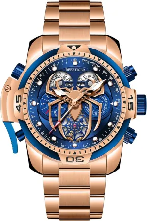 with Complicated Year Month Calendar Steel Bracelet Watches moody anomaly decadent hop subdue RGA3532SP REEF TIGER Fashion Design Sport Automatic Mechanical Watch Spider Dial 