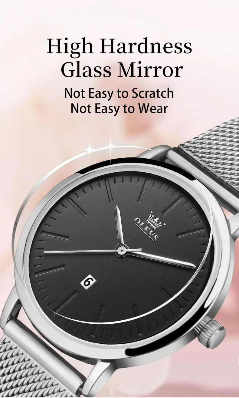 with Date Analog Quartz Ladies Watches Classic locomotion documentation Dress Womens Wristwatch Waterproof ??Blue/Black/White Face?? OLEVS Watch Women Mesh Watches for Women 