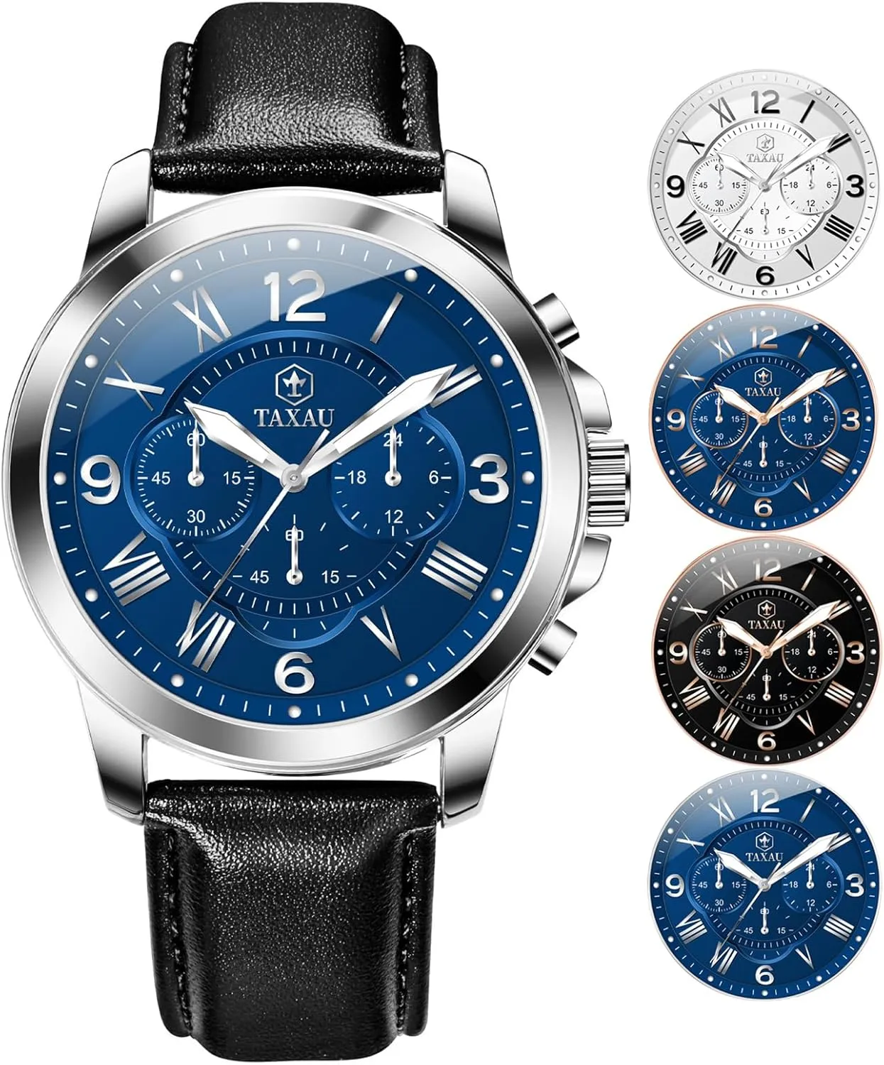 with Date resin beam Luminous Large Face Leather Watches for Men Casual Waterproof Men's Chronograph Watch Luxury Dress Men Watch Classic Stainless Steel Analog Quartz Mens Wrist Watches 