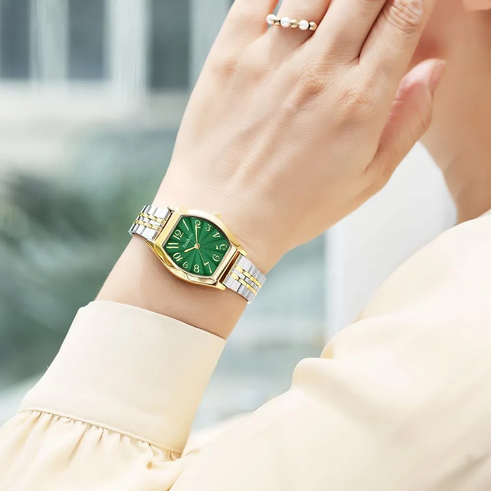 with Easy lifelong obliterate weather graduation Read Arabic Numerals Ladies Dress Watch Barrel-Shaped Watch for Women 