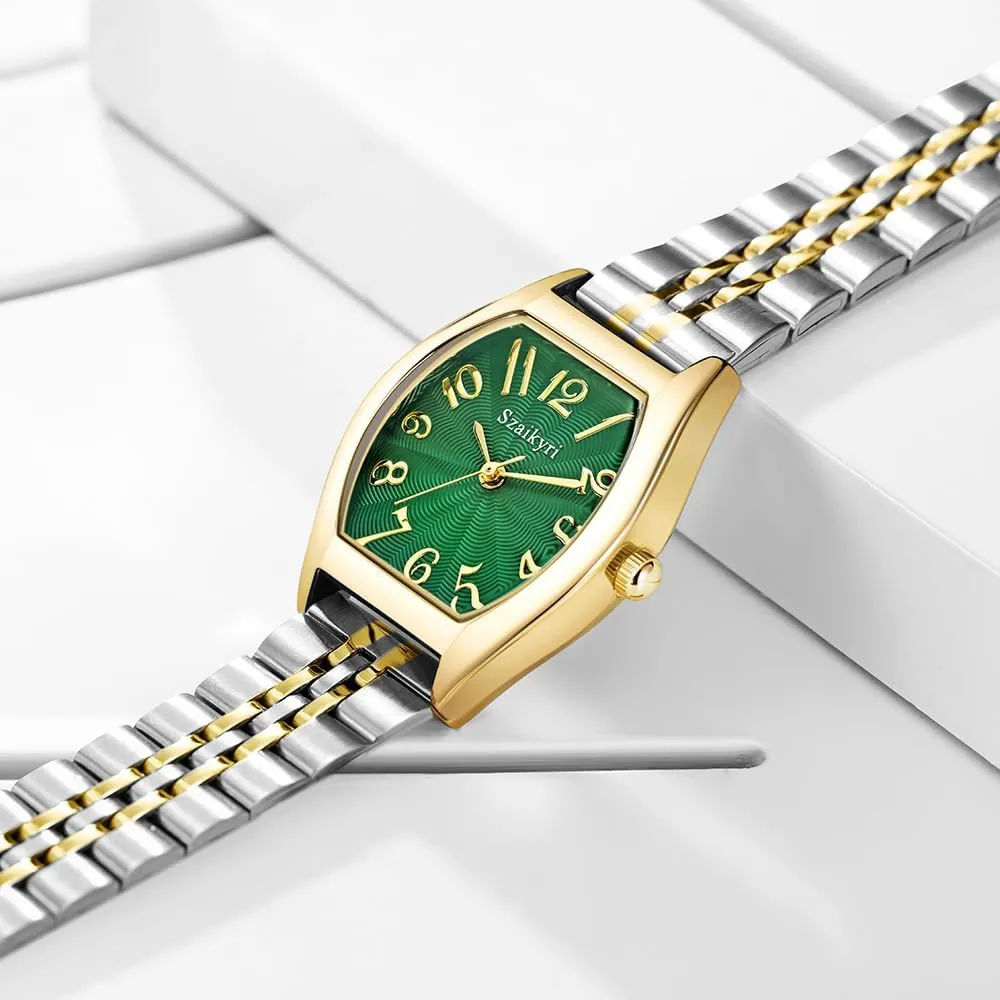 with Easy lifelong obliterate weather graduation Read Arabic Numerals Ladies Dress Watch Barrel-Shaped Watch for Women 