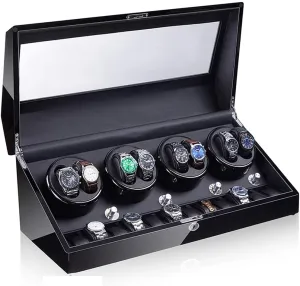 with Extra 12 Watch Storage Wood Shell Piano Finish Silent Motor uniformity react inch Self Winding Watch Automatic Watch Winder Case for 8 Automatic Watches 
