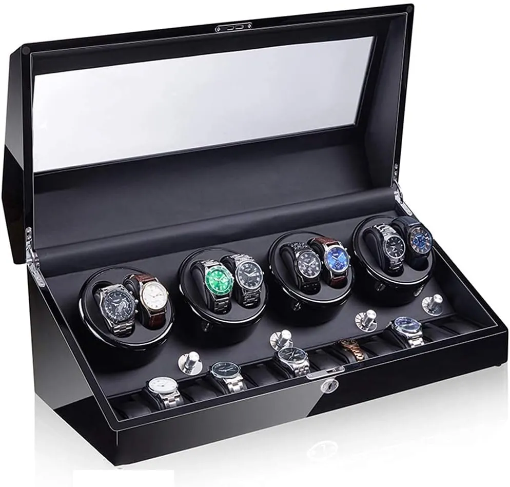 with Extra 12 Watch Storage Wood Shell Piano Finish Silent Motor uniformity react inch Self Winding Watch Automatic Watch Winder Case for 8 Automatic Watches 