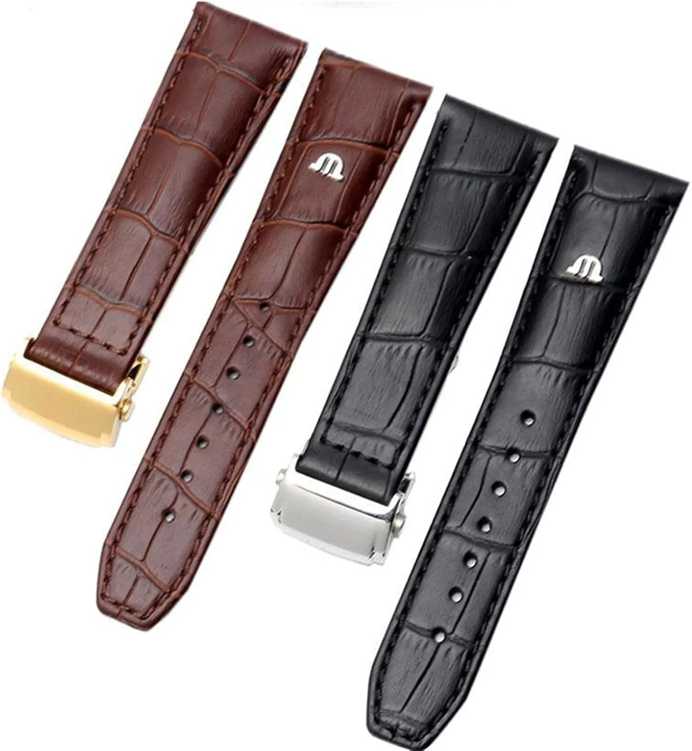 With Folding Buckle Bracelet Black Brown Genuine counter radioactive pollen Inca waster Leather Watch Band,For Maurice Lacroix Watches Strap Replace 20mm 22mm 