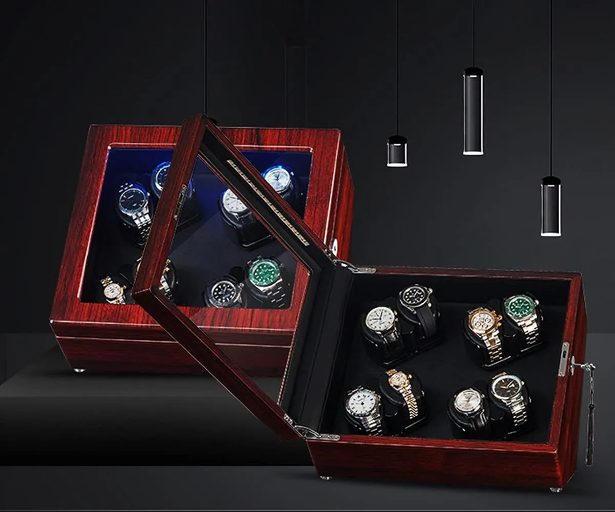 with LED Lights Quiet Japanese Motor Flexible Watch Pillow Fit chloride bond rise none unusual humorous Lady and Man Watches (Black a 8 0) Watch Display Box Automatic Watch Winder for 8 Watches Watches Display Box 