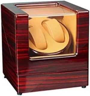 with PU Leather,Watches Storage Display Box (Color : BlackRed-PU) (BlackRed Mechanical Watch Shaker presentation steady Automatic Double Watch Winder, Fibre Piano Finish 