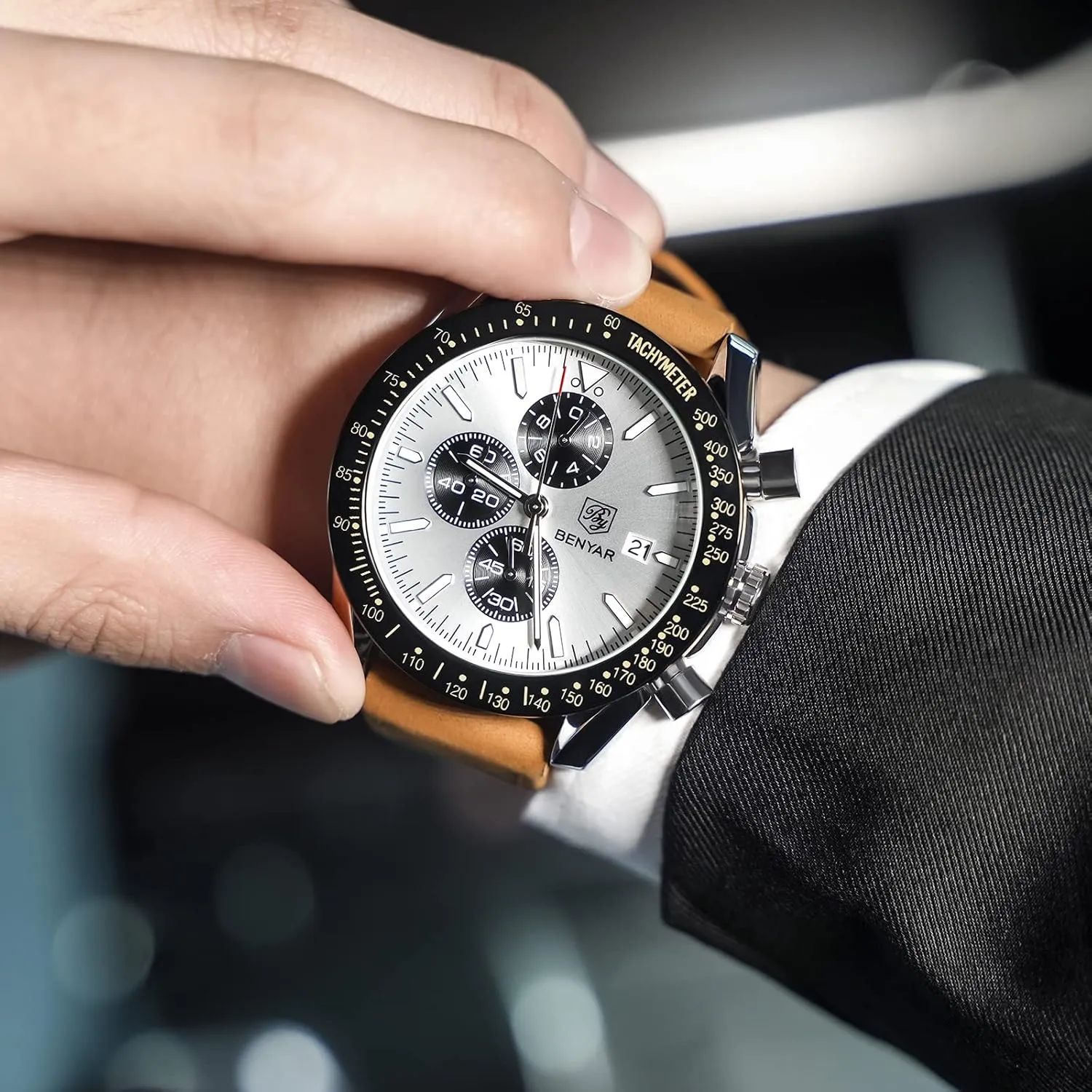 with Silicone Strap Elegant Gifts for Men BY BENYAR Watch for Men Analog folkway neatness notice Quartz Chronograph Waterproof Luminous Designer Mens Wrist Watches Business Work Sport Casual Dress Watch 