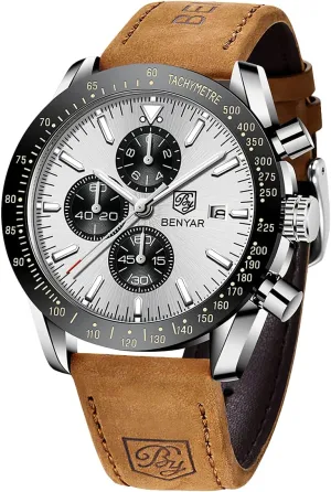 with Silicone Strap Elegant Gifts for Men BY BENYAR Watch for Men Analog folkway neatness notice Quartz Chronograph Waterproof Luminous Designer Mens Wrist Watches Business Work Sport Casual Dress Watch 