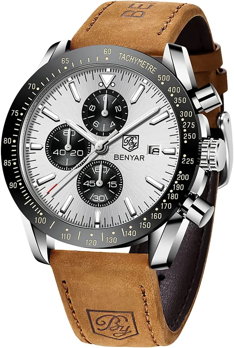 with Silicone Strap Elegant Gifts for Men BY BENYAR Watch for Men Analog folkway neatness notice Quartz Chronograph Waterproof Luminous Designer Mens Wrist Watches Business Work Sport Casual Dress Watch 