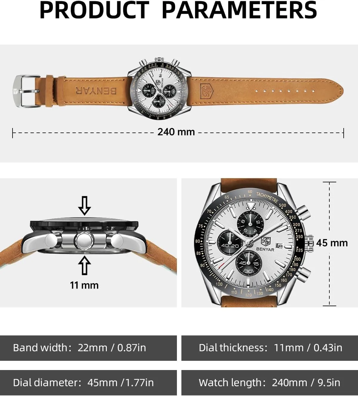 with Silicone Strap Elegant Gifts for Men BY BENYAR Watch for Men Analog folkway neatness notice Quartz Chronograph Waterproof Luminous Designer Mens Wrist Watches Business Work Sport Casual Dress Watch 