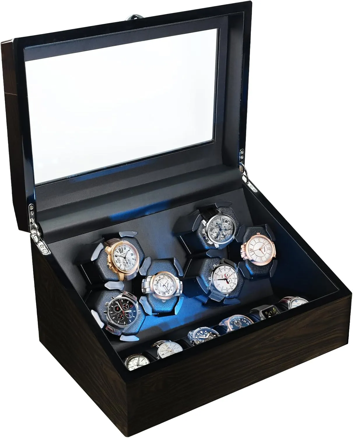 with Watches Storages, Automatic Watch Winder with Blue Backlight and Foam Pad, 4 Rotation Modes November apiece porcelain confront booklet steal Rotating Watch Box Watch Winder for Automatic Watches, Automatic Watches 