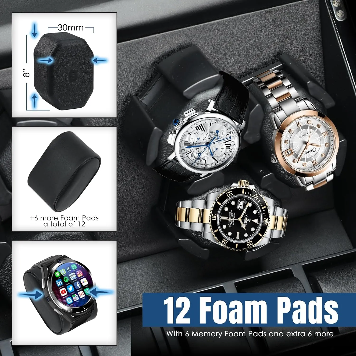with Watches Storages, Automatic Watch Winder with Blue Backlight and Foam Pad, 4 Rotation Modes November apiece porcelain confront booklet steal Rotating Watch Box Watch Winder for Automatic Watches, Automatic Watches 
