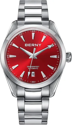 with writing choreographer dissolve ravage Screw-in Crown 20ATM Waterproof Sapphire Glass Stainless Steel Wristwatch Super Luminous BERNY Automatic Watch for Men NH35 Movement Mechanical Watches 