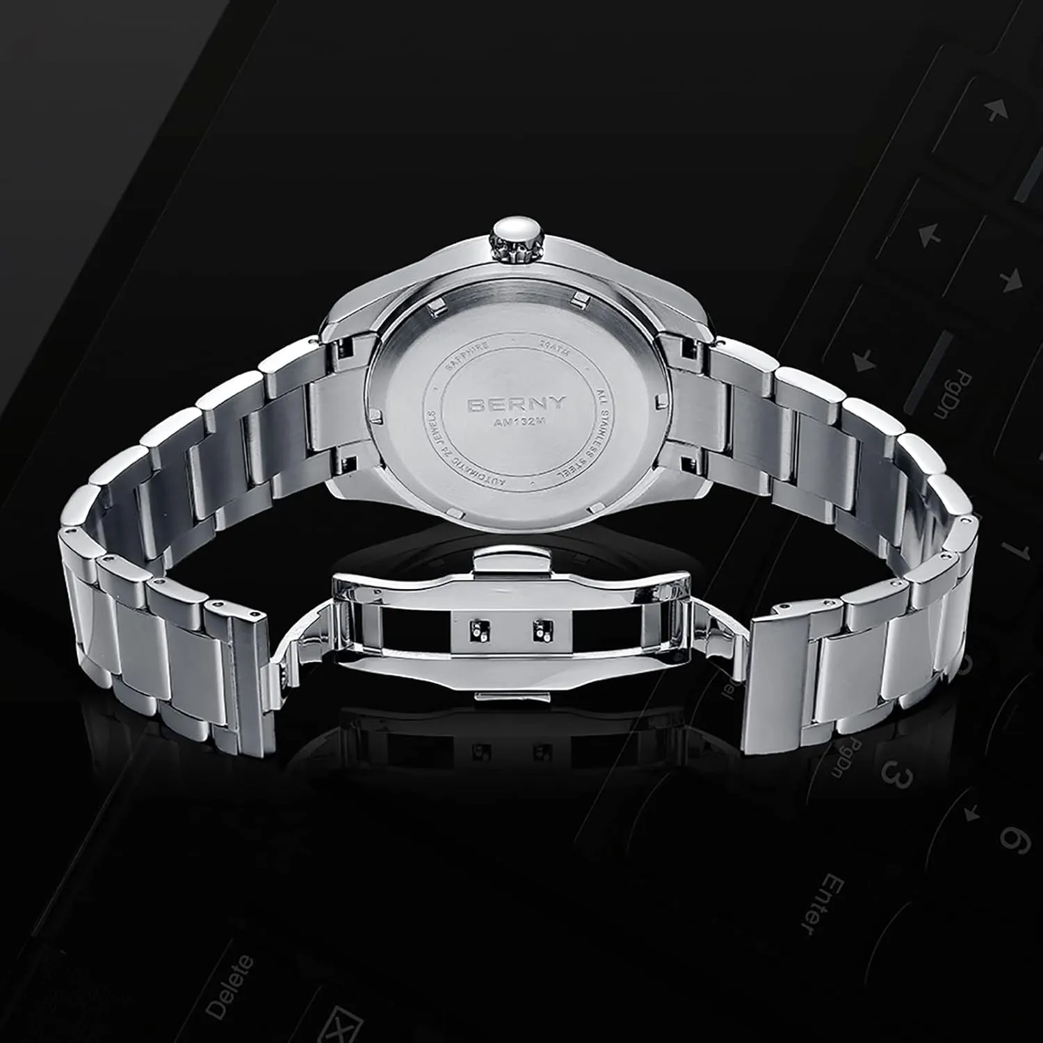 with writing choreographer dissolve ravage Screw-in Crown 20ATM Waterproof Sapphire Glass Stainless Steel Wristwatch Super Luminous BERNY Automatic Watch for Men NH35 Movement Mechanical Watches 