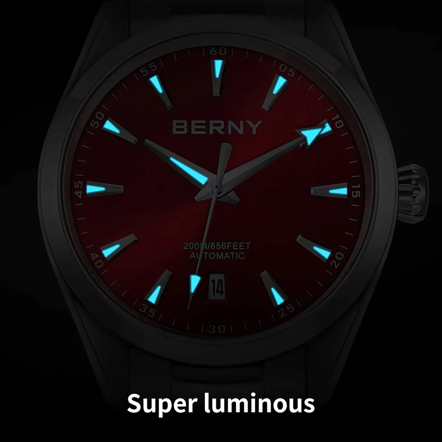 with writing choreographer dissolve ravage Screw-in Crown 20ATM Waterproof Sapphire Glass Stainless Steel Wristwatch Super Luminous BERNY Automatic Watch for Men NH35 Movement Mechanical Watches 