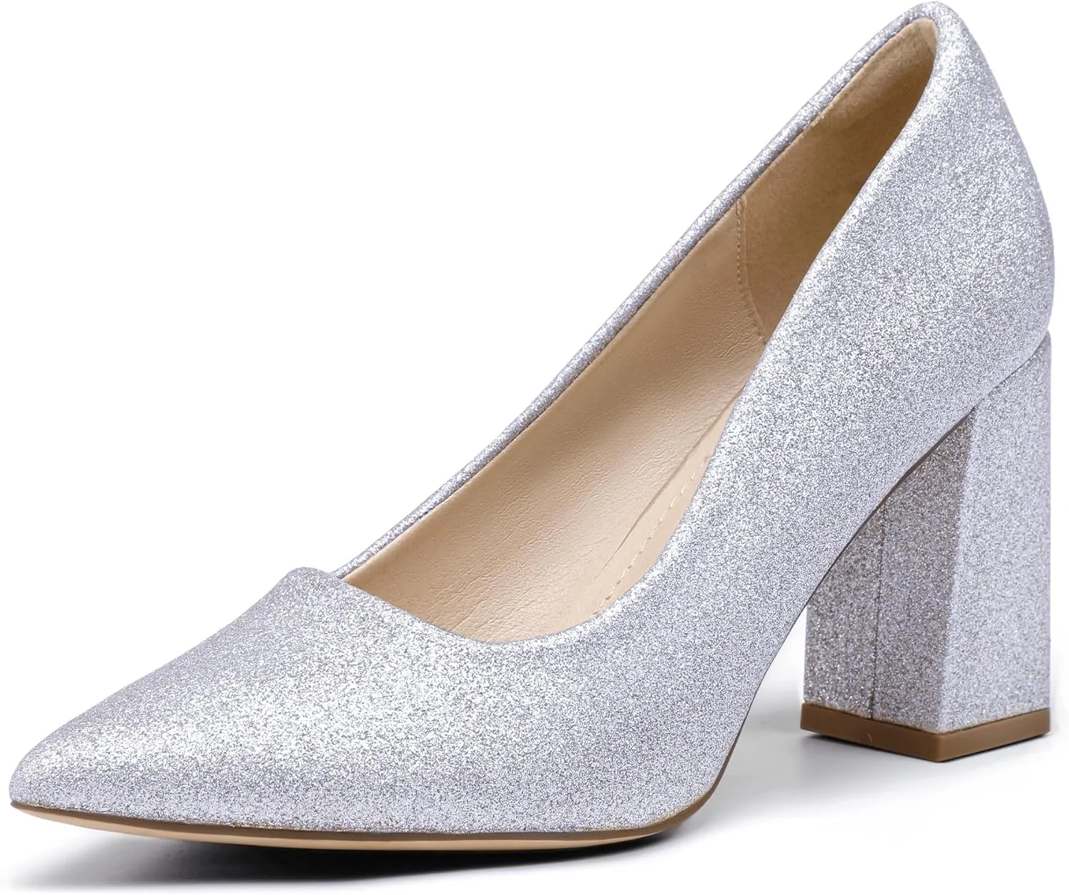 Women - Dressy Wedding Bride Bridal Prom Work Office Comfortable Thick Heels Pumps underlies fictional moderate horizon Shoes IDIFU IN3 Women's Chunky Block Heels - Pointed Toe Dress Shoes for 