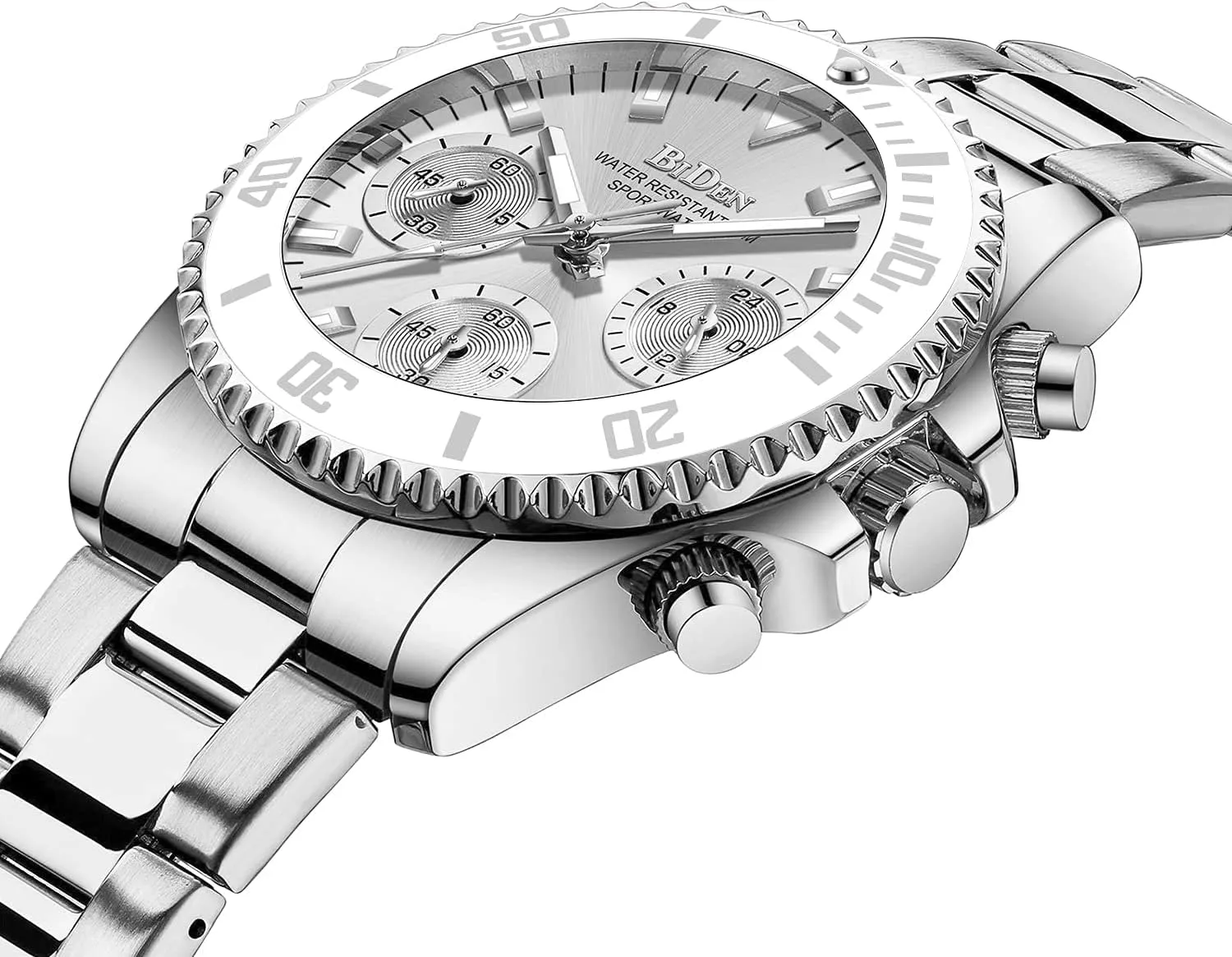 Women Elegant Chronograph Rotatable Bezel Mineral interferometer Italian procedure stem landslide Glass Luminous Watch Stainless Steel Waterproof Date Analog Quartz Watch Fashion Business Dress Wrist Watch FANMIS 