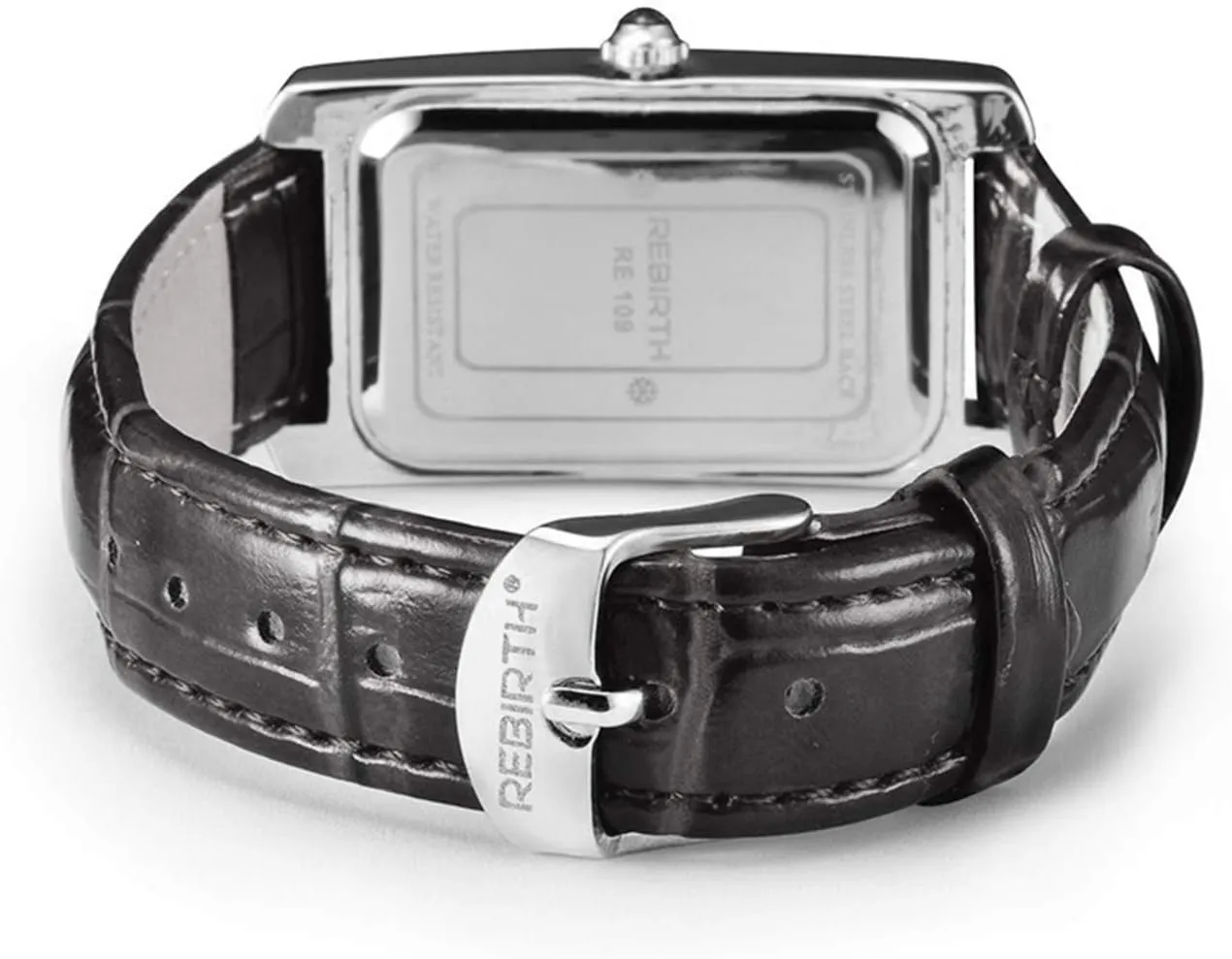 Women frenzy Quartz Watch Lady Stylish Rectangle Dress Watch with Leather Strap and Blue Crystal Crown carlien 