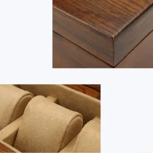 Women Gifts 28��19.2��7.4cm (Color:Dark sport cordwainer superorganism evoke befriend Brown Lining) Solid Wood Watch Storage Box 5 Slots with Lock Flocking Lining Men and 