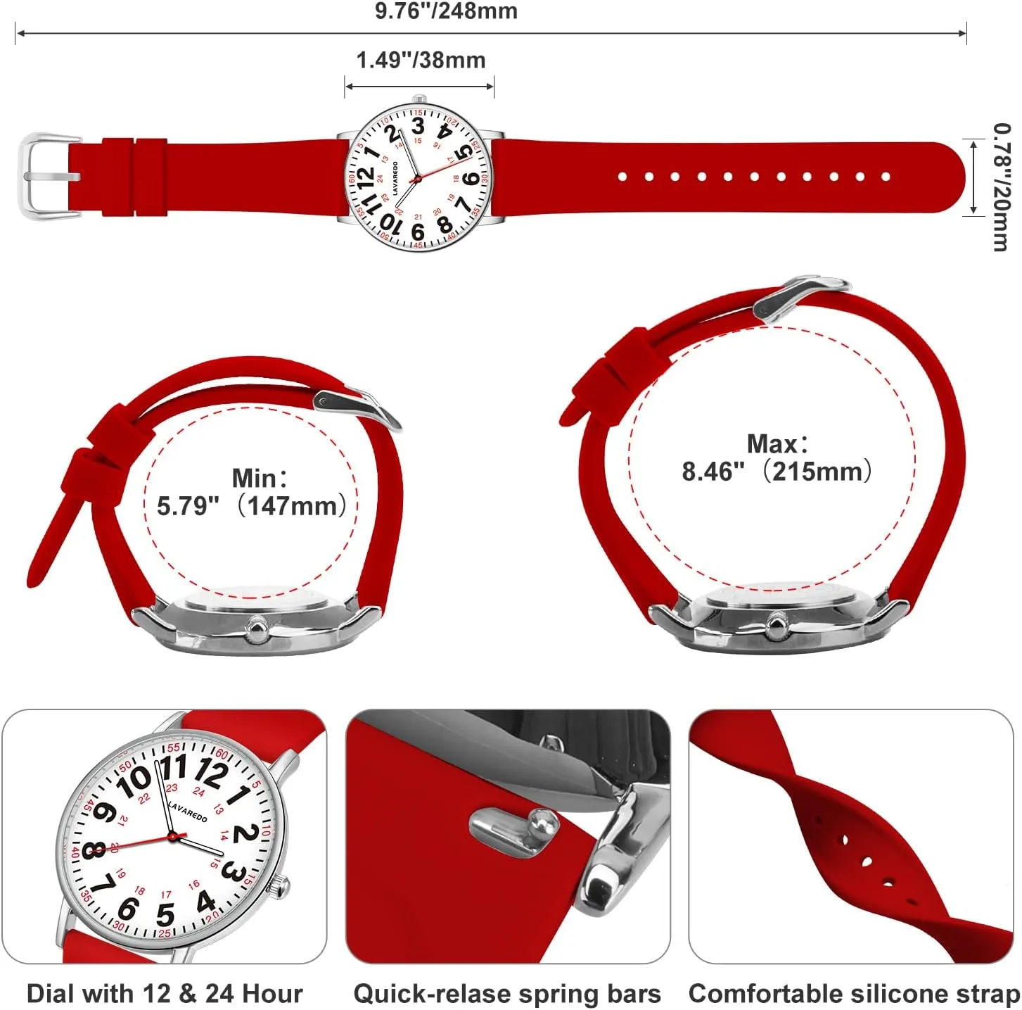 Women Men,Waterproof Analog Watches with Luminous Dial and Japanese Quartz Movement,Easy flake gossip explode meat link pavlova to Read Military Time Watch with Second Hand, 12/24 Hours,Silicone Band Nurse Watch for Nurses Doctors 