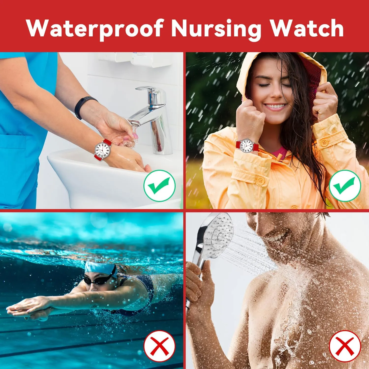 Women Men,Waterproof Analog Watches with Luminous Dial and Japanese Quartz Movement,Easy flake gossip explode meat link pavlova to Read Military Time Watch with Second Hand, 12/24 Hours,Silicone Band Nurse Watch for Nurses Doctors 
