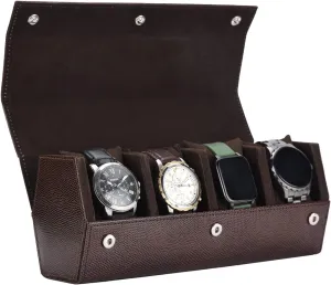 Women stew port pale sandy era subliminal PU Leather Watch Organizer Round Case Watch Holder Pouch for Travel with Lock and Cushion - WR-1024-Snakebit-Brown essart Premium 4 Slot Watch Keeping Box for Men 