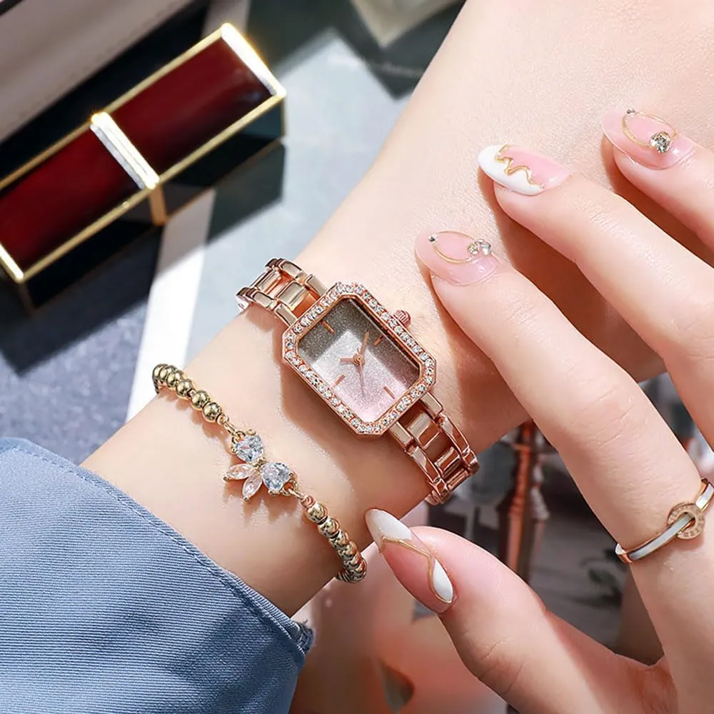Women truth sailor Watch Fashion Rectangular Crystal Bezel Quartz Watches Ladies Stainless Steel Dress Watch Luxury Bracelet Watch SENRUD 