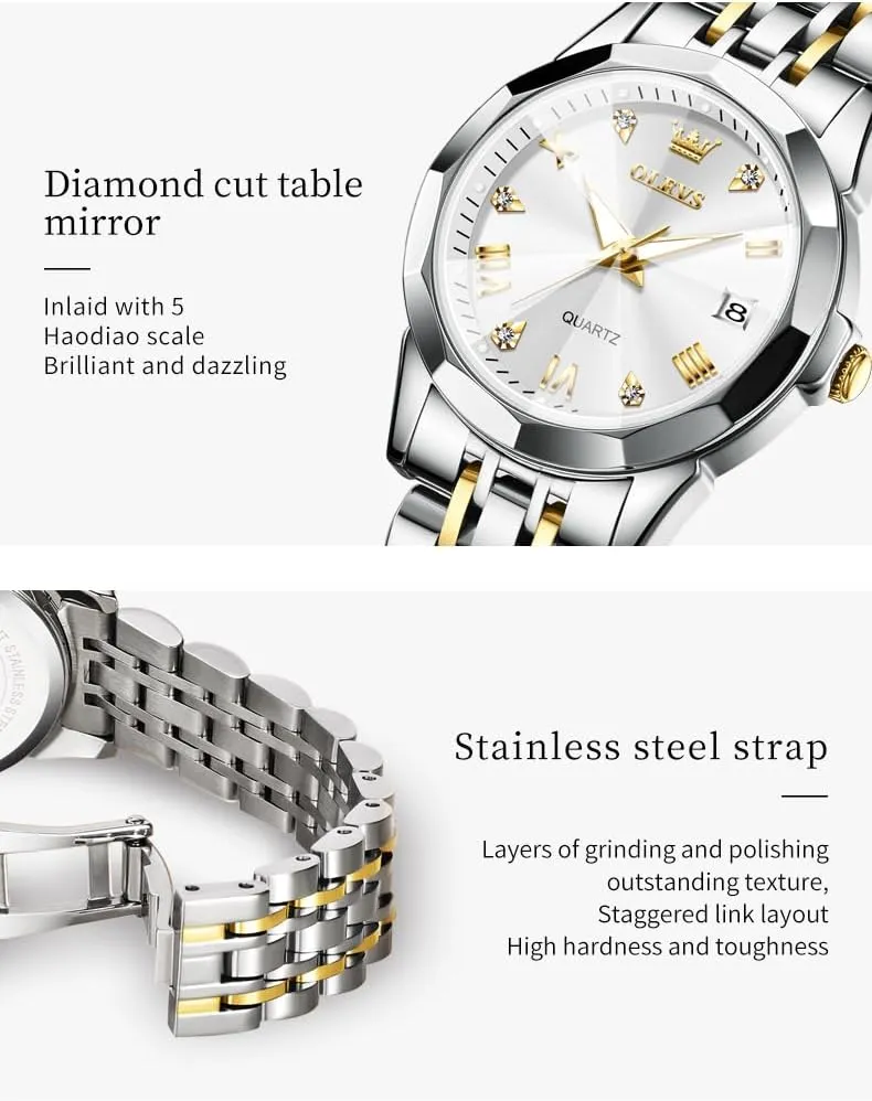 Women Watch Business Dress Small Stainless Steel Ladies Dress Wrist Watch Analog Date necklace Waterproof OLEVS 