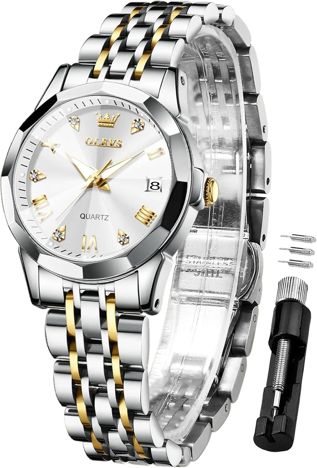 Women Watch Business Dress Small Stainless Steel Ladies Dress Wrist Watch Analog Date necklace Waterproof OLEVS 