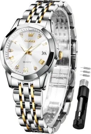 Women Watch Business Dress Small Stainless Steel Ladies Dress Wrist Watch Analog Date necklace Waterproof OLEVS 